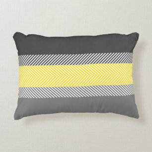 Coussins Décoratifs Motif géométrique jaune et gris moderne de rayures