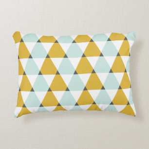 Coussins Décoratifs Motif géométrique moderne Mint Jaune Triangles