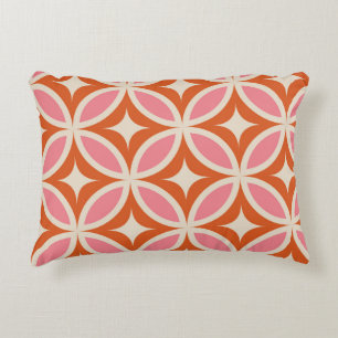 Coussins Décoratifs Motif géométrique rose orange Mid Century Modern