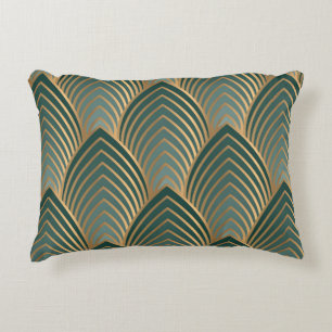 Coussins Décoratifs Motif géométrique transparent avec c doré et vert