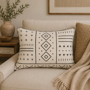 Coussins Décoratifs Motif géométrique tribal ivoire noir Moderne Boh