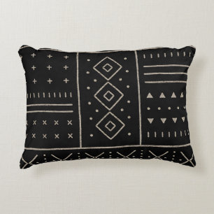 Coussins Décoratifs Motif géométrique tribal ivoire noir Moderne Boh