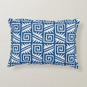 Coussins Décoratifs Motif Ikat Aztec - Bleu Cobalt et Blanc