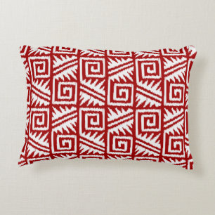 Coussins Décoratifs Motif Ikat Aztec - Rouge foncé et blanc
