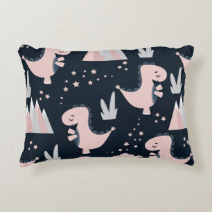 Coussins Décoratifs Motif mignon et transparent avec dinosaures roses 