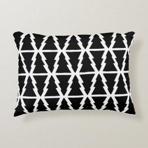 Coussins Décoratifs Motif minimaliste d'arbre de Noël noir et blanc