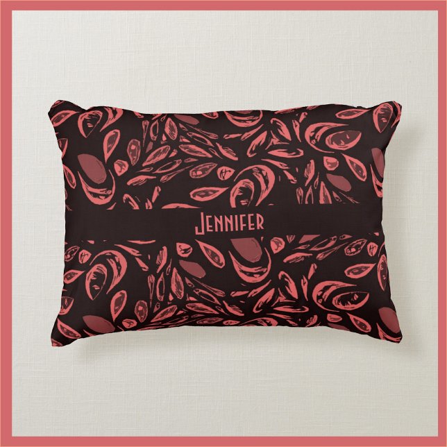 Coussins Décoratifs Motif moderne noir, rouge chaud (Créateur téléchargé)