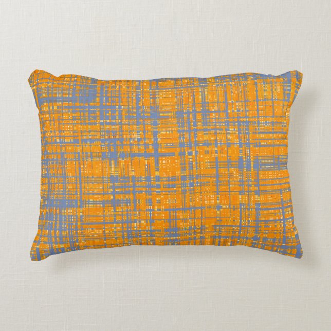 Coussins Décoratifs Motif moderne orange gris jaune bleu (Devant)