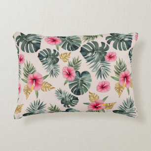 Coussins Décoratifs Motif Monstera et Hibiscus