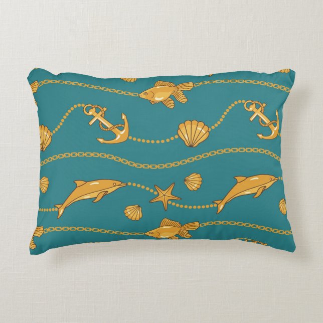 Coussins Décoratifs Motif nautique d'or (Devant)