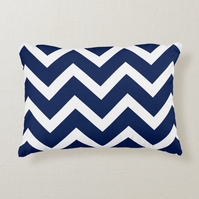 Coussins Décoratifs Motif Navy & White Chevron Zigzag (Devant)