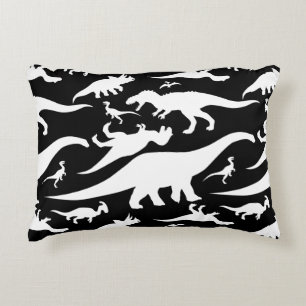 Coussins Décoratifs Motif noir et blanc de dinosaure