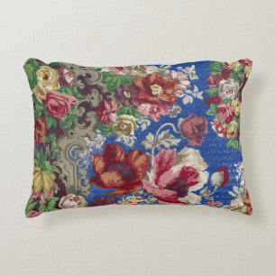 Coussins Décoratifs Motif ornemental de rose victorienne bleu royal