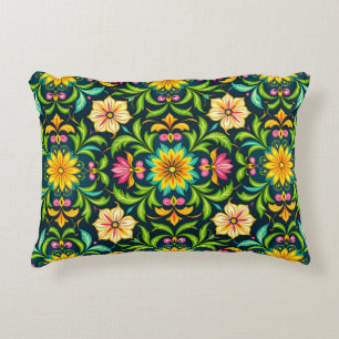 Coussins Décoratifs Motif ornemental floral aux couleurs vives