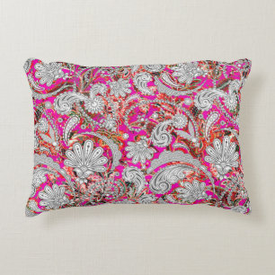 Coussins Décoratifs Motif paisley blanc rose