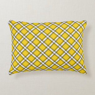 Coussins Décoratifs Motif plaid jaune et blanc