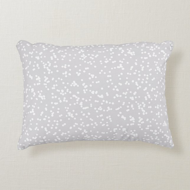 Coussins Décoratifs Motif Points Fantaisie - Blanc sur Gris Argenté (Devant)