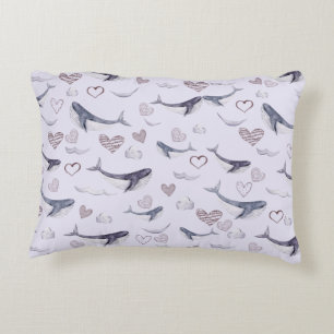 Coussins Décoratifs Motif pour enfants avec de belles baleines, nuages