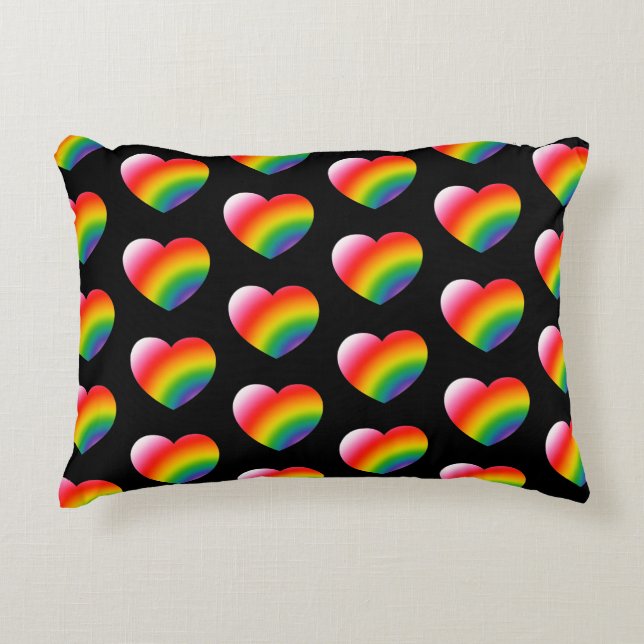 Coussins Décoratifs Motif Rainbow Gradient Hearts (Devant)