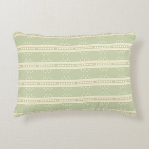 Coussins Décoratifs Motif rayé vert brumeux et jaune crème