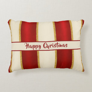 Coussins Décoratifs Motif rayure dorée rouge – Noël moderne