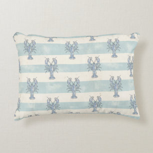 Coussins Décoratifs Motif rayures nautiques homard bleu côtier