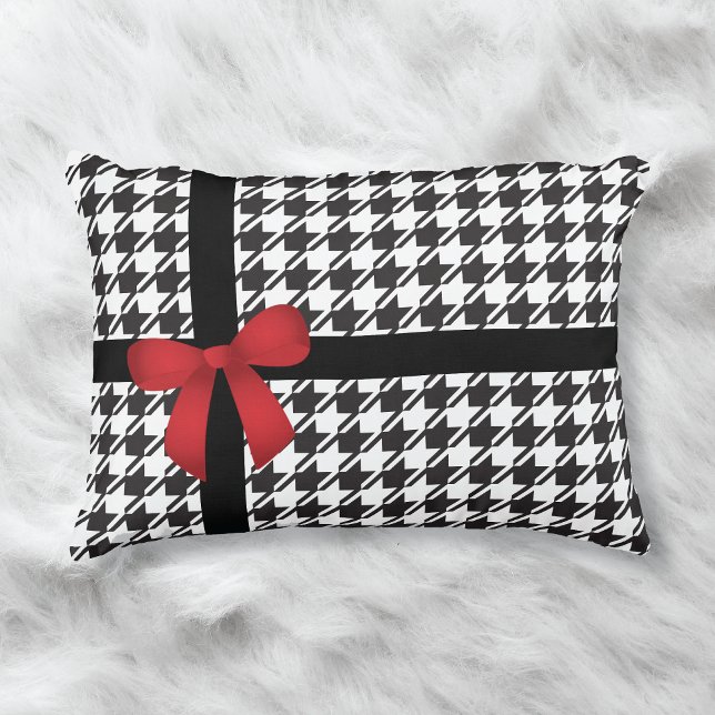 Coussins Décoratifs Motif Red Satin Bow Houndstooth (Créateur téléchargé)