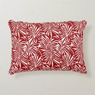 Coussins Décoratifs Motif Répétitif de Feuille Tropicale Blanche et Ro