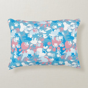 Coussins Décoratifs Motif rose et bleu de chien de camouflage