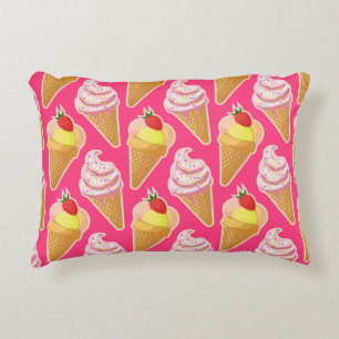 Coussins Décoratifs Motif rose Kawaii avec crème glacée aux fraises