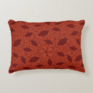 Coussins Décoratifs Motif rouge de feuille sur l'orange