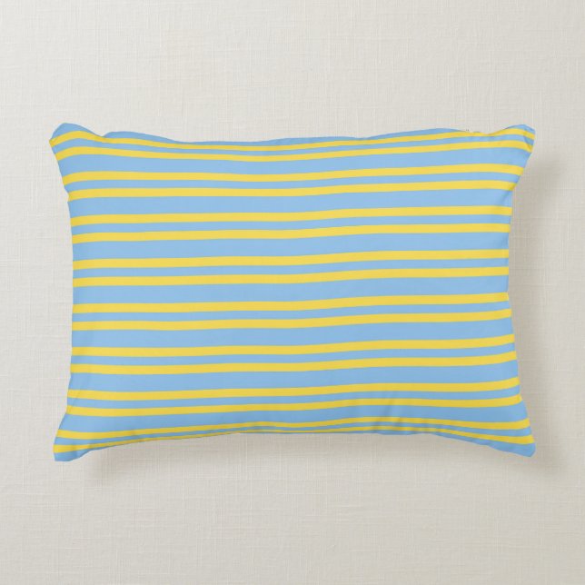 Coussins Décoratifs Motif sans couture à rayures bleues jaunes (Devant)
