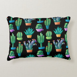 Coussins Décoratifs Motif sans couture avec de mignons cactus colorés,