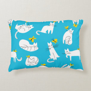 Coussins Décoratifs Motif sans couture avec des chats drôles jouant av