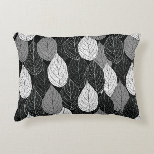 Coussins Décoratifs Motif sans couture avec feuilles. Monochrom à main