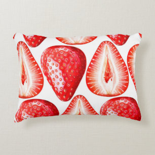 Coussins Décoratifs Motif sans couture avec fraises mûres sur b blanc