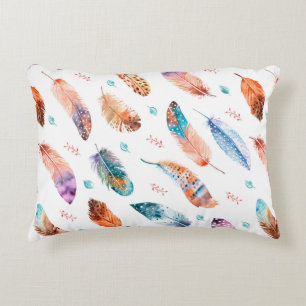 Coussins Décoratifs Motif sans couture avec plumes dessinées à la main