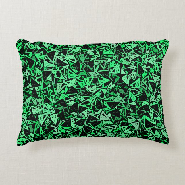 Coussins Décoratifs Motif sans couture de triangle noir vert (Devant)