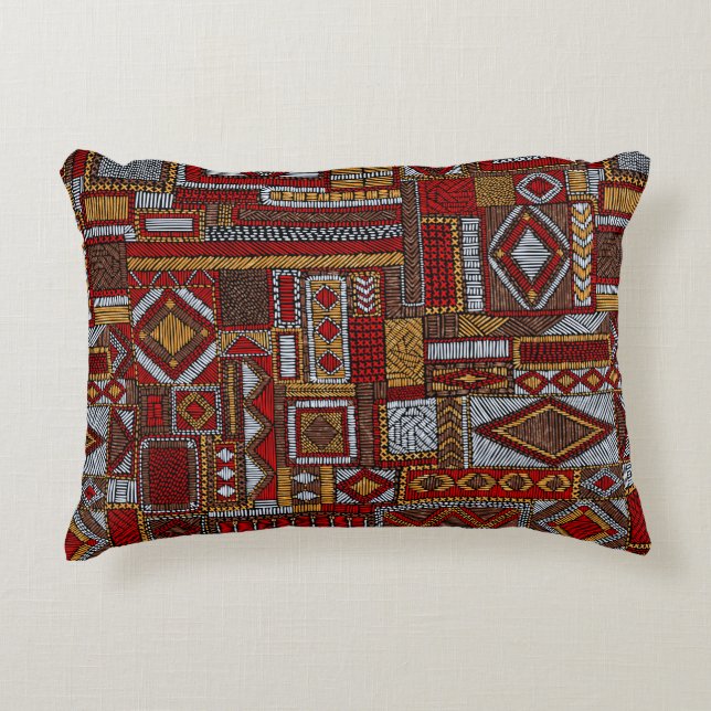 Coussins Décoratifs Motif sans couture en style patchwork. E brodé (Devant)