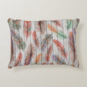 Coussins Décoratifs Motif sans couture modèle avec plumes de couleur.