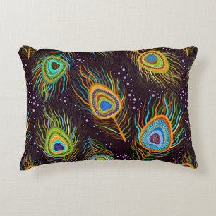 Coussins Décoratifs Motif sans couture "Plumes de paon"