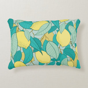 Coussins Décoratifs motif sans soudure avec jardin au citron dessiné à