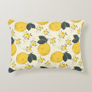 Coussins Décoratifs Motif sans soudure en agrumes avec citron jaune co