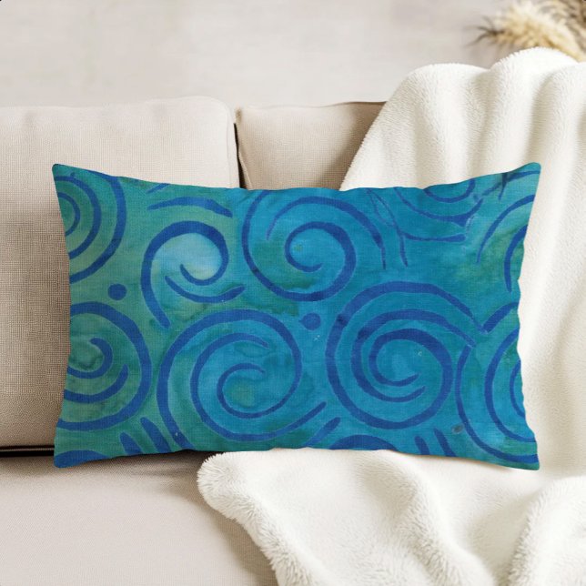 Coussins Décoratifs Motif spirales bleu batik boho (Créateur téléchargé)