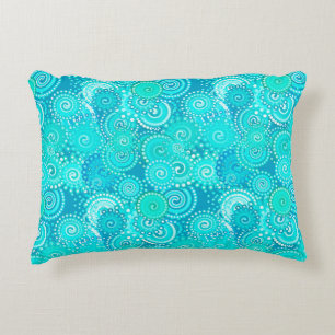 Coussins Décoratifs Motif tourbillon fractal, teintes turquoise