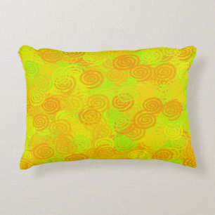 Coussins Décoratifs Motif Tourbillons Jaune Vert Orange