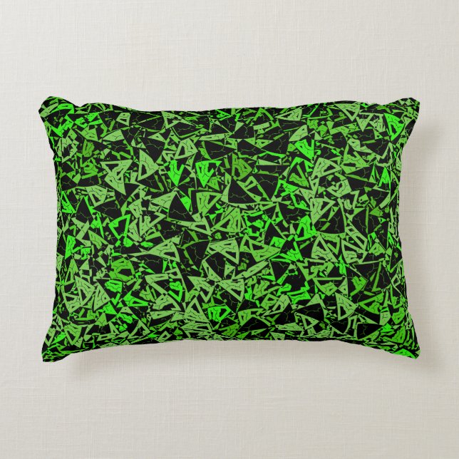 Coussins Décoratifs Motif Triangle Noir Vert (Devant)