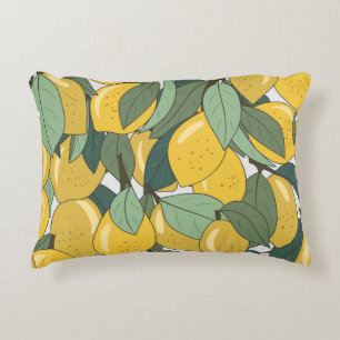Coussins Décoratifs Motif tropical aux citrons jaunes.