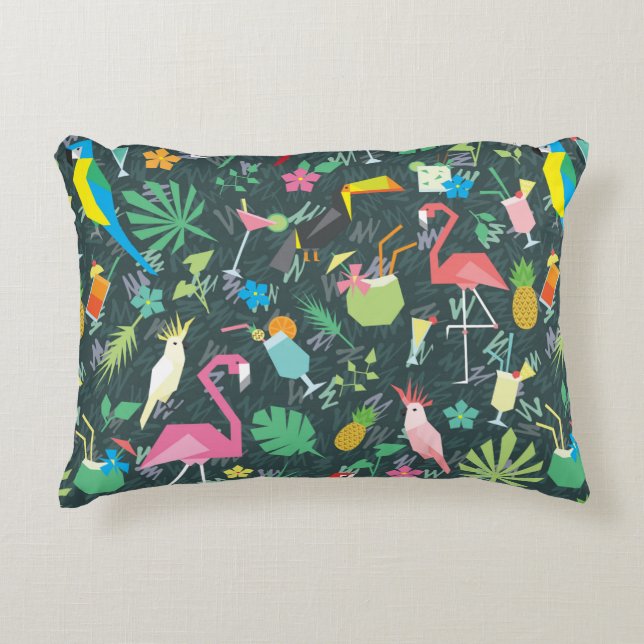 Coussins Décoratifs Motif tropical sans couture avec oiseaux et boisso (Devant)