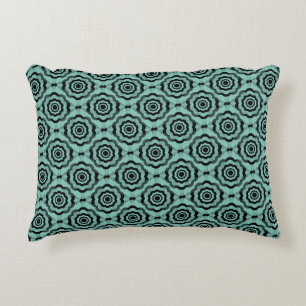 Coussins Décoratifs Motif turquoise Fleur Noire sans couture